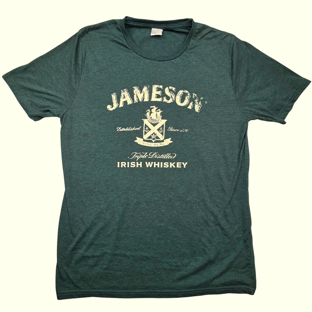 Jameson Irish Whiskey Graphic T-Shirt Mens XL Heather Green Tri-Blend Distressed